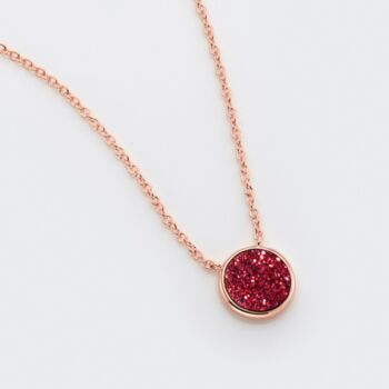 Round Red Druzy Crystal 18k Rose Gold Plated Necklace, 2 of 4