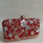 Red Embroidered Rectangular Clutch Bag, thumbnail 1 of 11