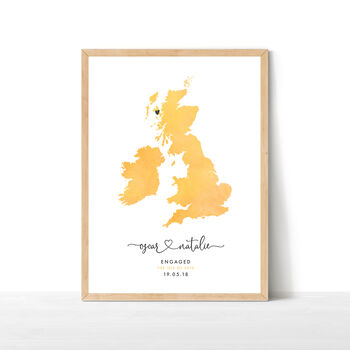 Personalised Wedding Engagement Personalised Map Print, 6 of 10