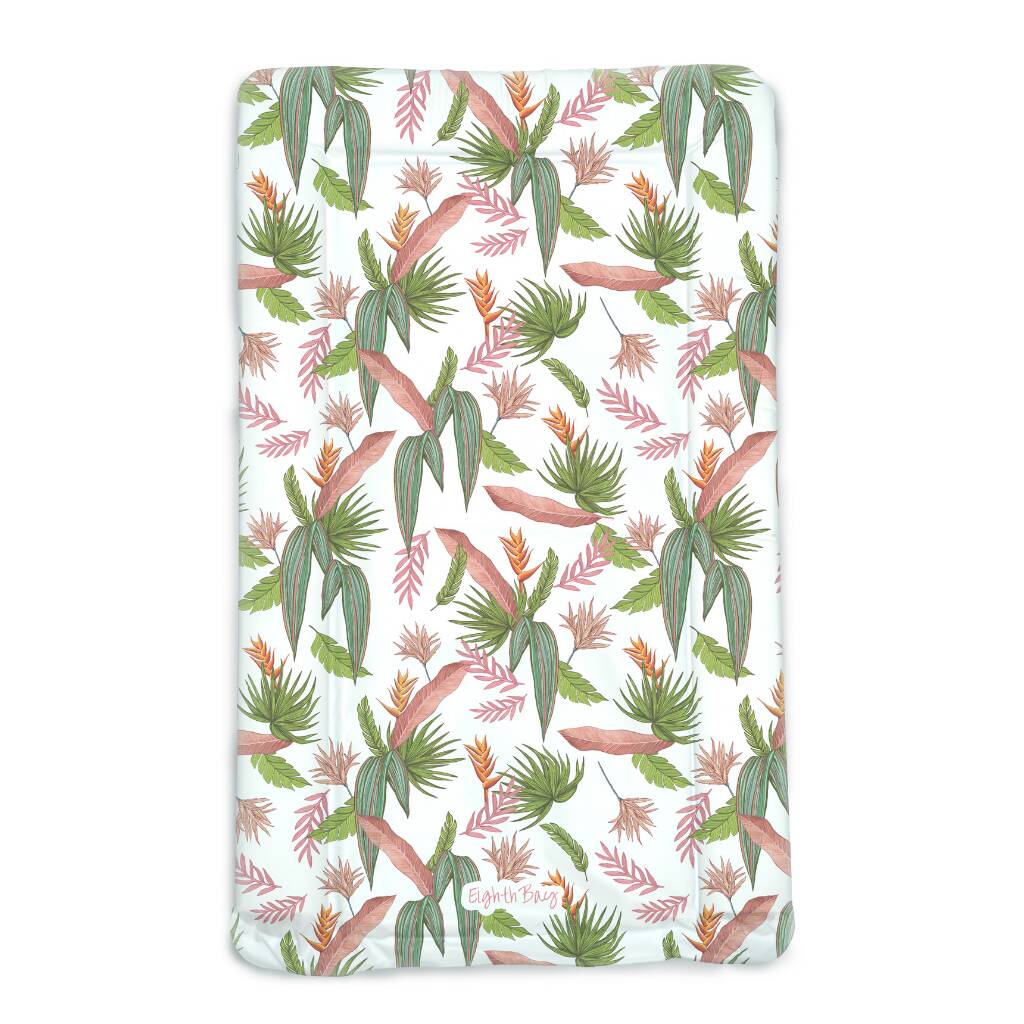 Blush Pink And Lush Green, Bali Safari Changing Mat By Eighth Bay ...