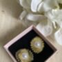 Gold Sunburst Pearl Stud Earrings, thumbnail 1 of 6