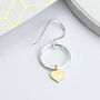 Tiny Sterling Silver Hoop And Heart Drop Earrings, thumbnail 3 of 7
