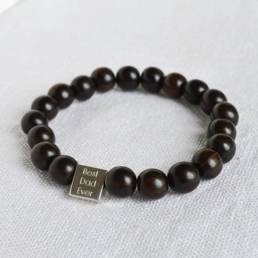 personalised men's wooden bead bracelet by under the rose ...