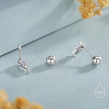 Rhombus Cz Screwback Earrings In Sterling Silver, 7 of 11