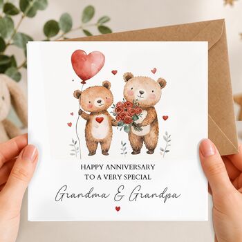 Mum And Dad Anniversary Card, Wedding Anniversary Bear Card, 2 of 4