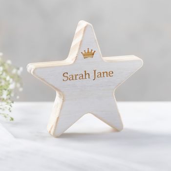 Personalised Children's Name Wooden Star With Crown, 2 of 2