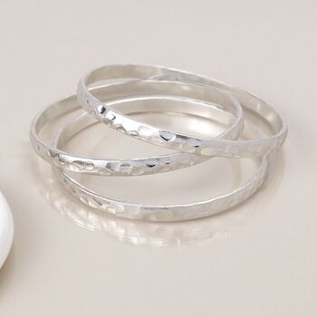 Silver Plated Worn Triple Bangle Set, 2 of 2