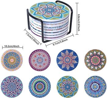 Set Of Eight Mandala Flower Ceramic Coasters, 2 of 5