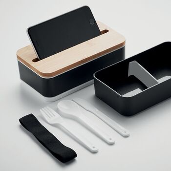 Two Tier Lunch Box With Bamboo Lid, 2 of 8