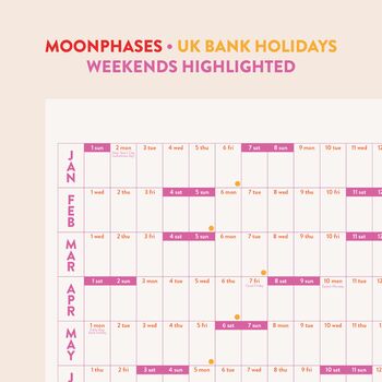 2023 Wall Planner UK | Pinks And Oranges | A1, 3 of 3