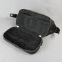 Black Leather Open Top Wash Bag With Gunmetal Zips, thumbnail 7 of 7