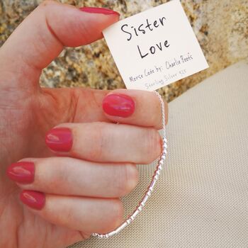Sister Love Sterling Silver Morse Code Chain Bracelet, 4 of 10