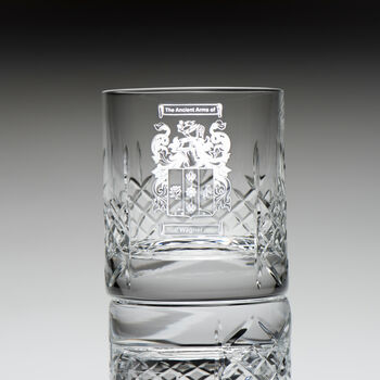 Personalised Engraved Whisky Glass With Coat Of Arms And Surname, 2 of 6