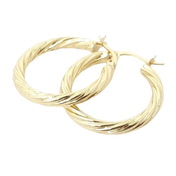 Twisted Gold Plated Round Minimalist Stylish Hoops, 6 of 6