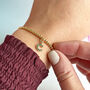 Gold Plated Beaded Bracelet With Birthstone Initial, thumbnail 1 of 6