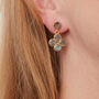 Labradorite Clover Gold Plated Silver Stud Earrings, thumbnail 3 of 12