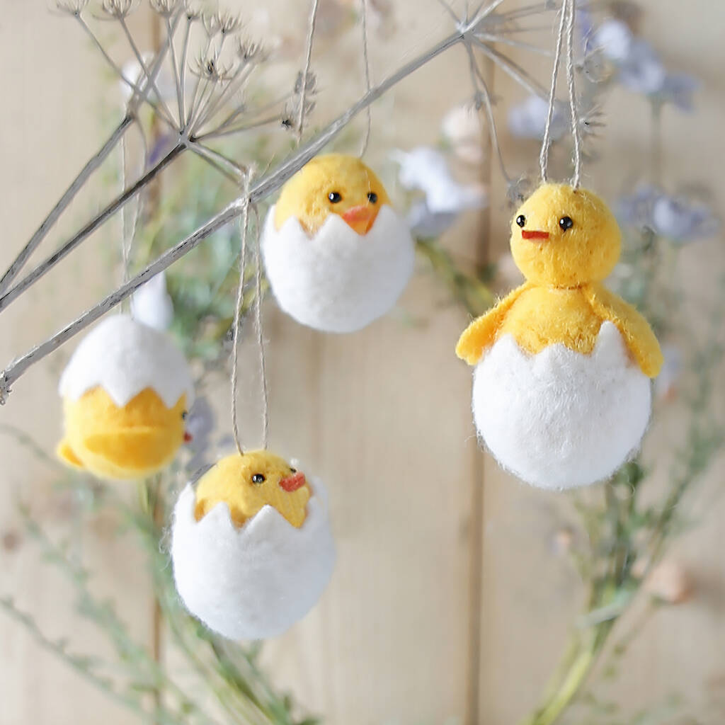 Felt Easter Chick In Egg Hanging Decoration, 1 of 3
