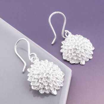 Sunflower Sterling Silver Drop Earrings, 3 of 8