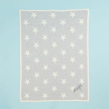 Personalised Grey Star Intarsia Blanket, 4 of 6