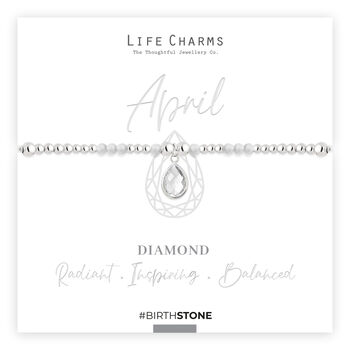 April Diamond Birthstone Charm Bracelet Gift, 3 of 5