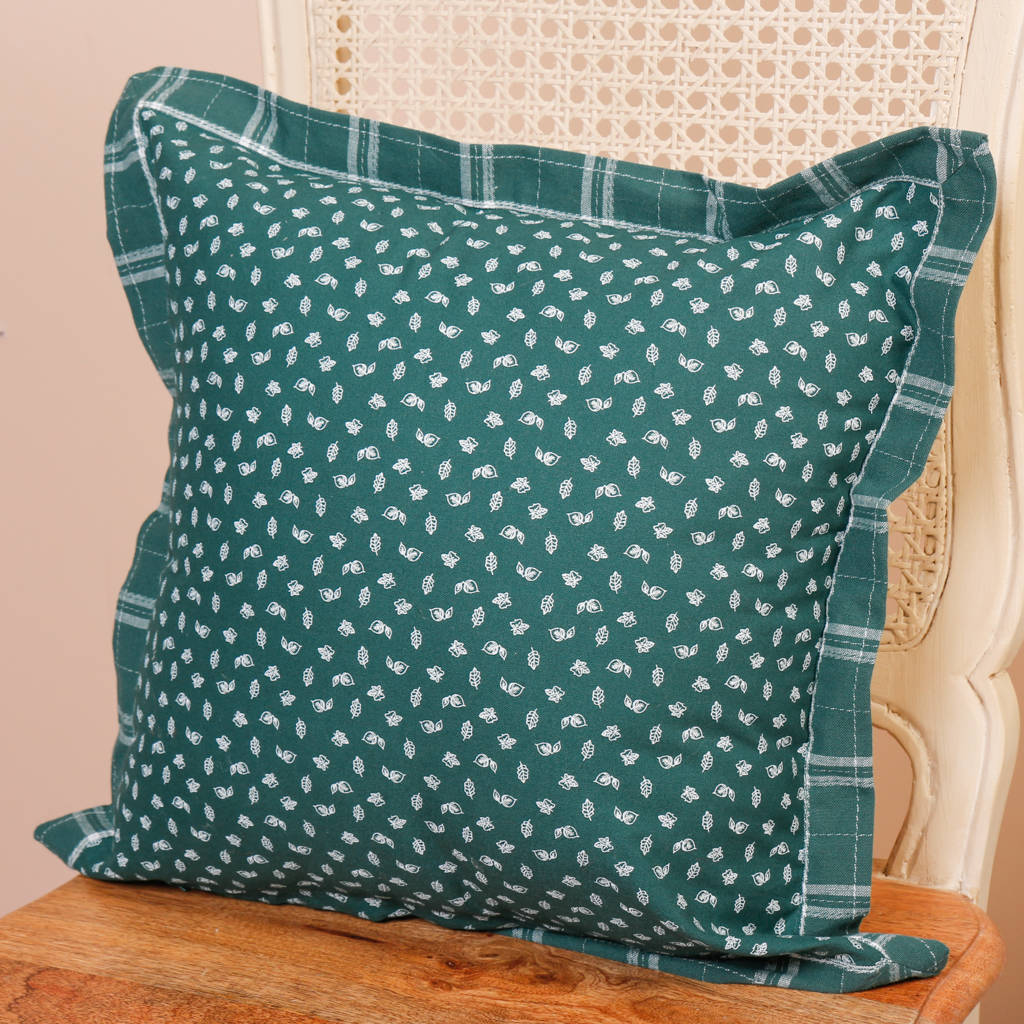 Forest Green Reversible Woodland Cushion Cover By Dibor