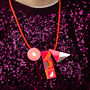 Neon Pink And Orange Geometric Statement Necklace Gift, thumbnail 1 of 4