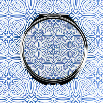 Blue White Celtic Knot Handbag Mirror And Lens Cloth, 4 of 12
