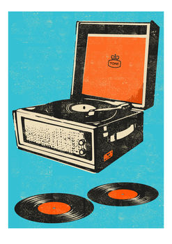 Record Player And Vinyl Print, 2 of 3