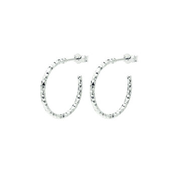 Silver Faceted Hoop Earrings, 3 of 7