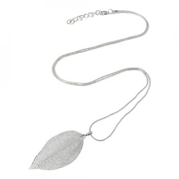 Real Leaf Long Necklace, 3 of 7