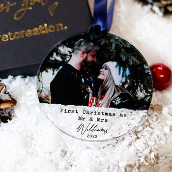 First Christmas Married As Mr And Mrs Photo Bauble, 4 of 10