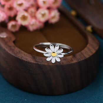 Sterling Silver Adjustable Daisy Flower Ring, 8 of 8
