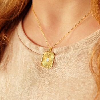 Opal Sunburst Charm Necklace, 2 of 3