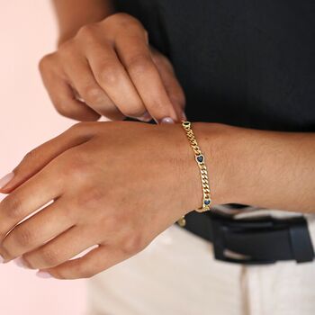 Blue Heart Crystal Chain Bracelet In Gold, 2 of 7