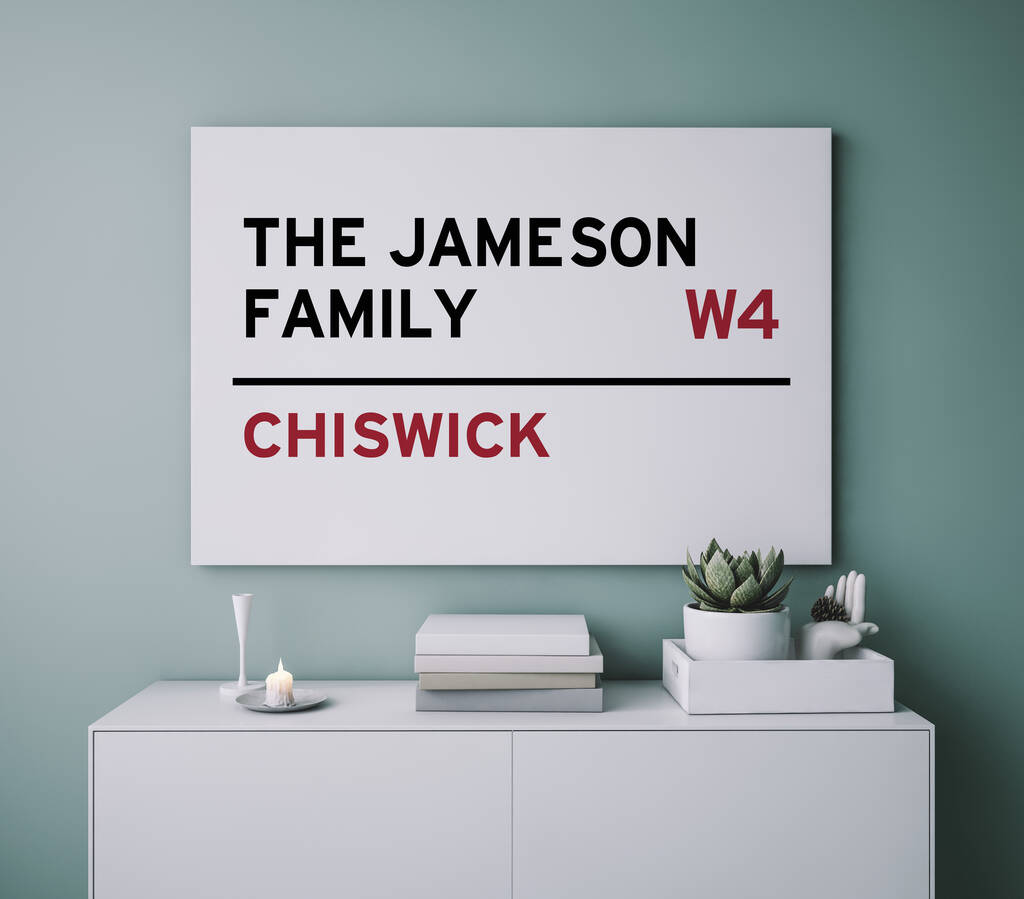 Personalised Gift Family Surname Postcode Custom London Sign Quote Art Print 