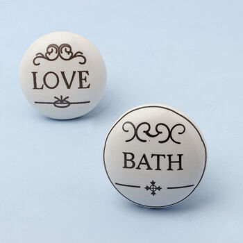 Love Bath Ceramic Door Knobs Cupboard Handles, 2 of 4