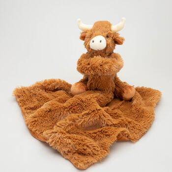 Longhorn Highland Cow Toy Soother With Engraved Heart, 8 of 9