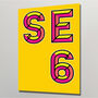 Se6 London Postcode Neon Typography Print, thumbnail 1 of 4
