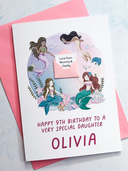 Personalised Mini Envelope Mermaid Birthday Card, 4 of 8