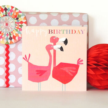 Happy Birthday Frilly Flamingos Greetings Card, 5 of 5