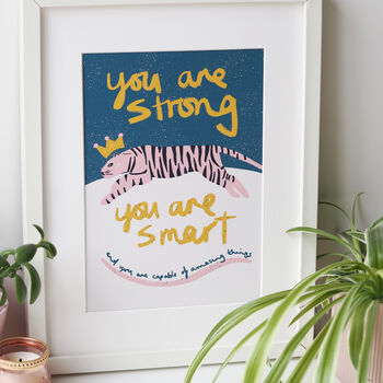 You Are Strong Tiger Typography Print, 2 of 6