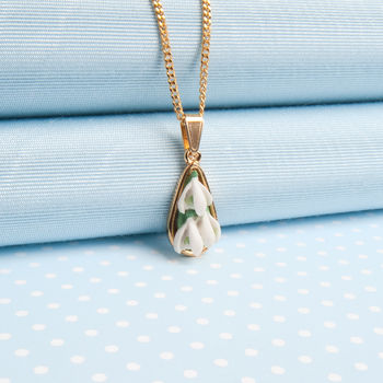 Hand Painted Snowdrop Pendant Necklace, 6 of 7