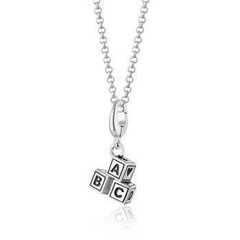 Sterling Silver Abc Building Block Stack Charm Necklace, 2 of 7