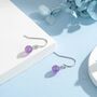 Natural Amethyst Bead Hook Earrings In Sterling Silver, thumbnail 3 of 12