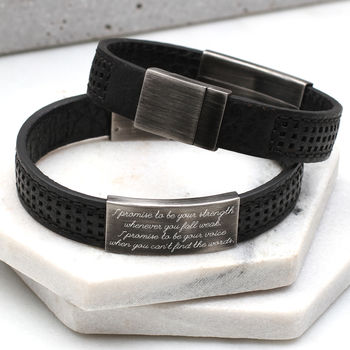 Mens Personalised Leather Message Bracelet, 4 of 9
