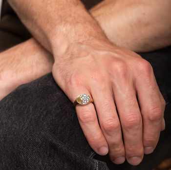 18 K Gold Plated Vermeil Signet Ring With Cz Stones, 3 of 7