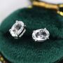 Genuine Clear Topaz Stud Earrings Sterling Silver, thumbnail 4 of 11