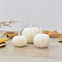 Natural White Pumpkin Candle Set Of Three Autumn Decor, thumbnail 4 of 10