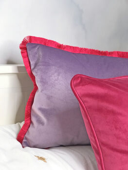 Lilac/Pink Velvet Tassel 13' x 18' Cushion Cover, 2 of 10