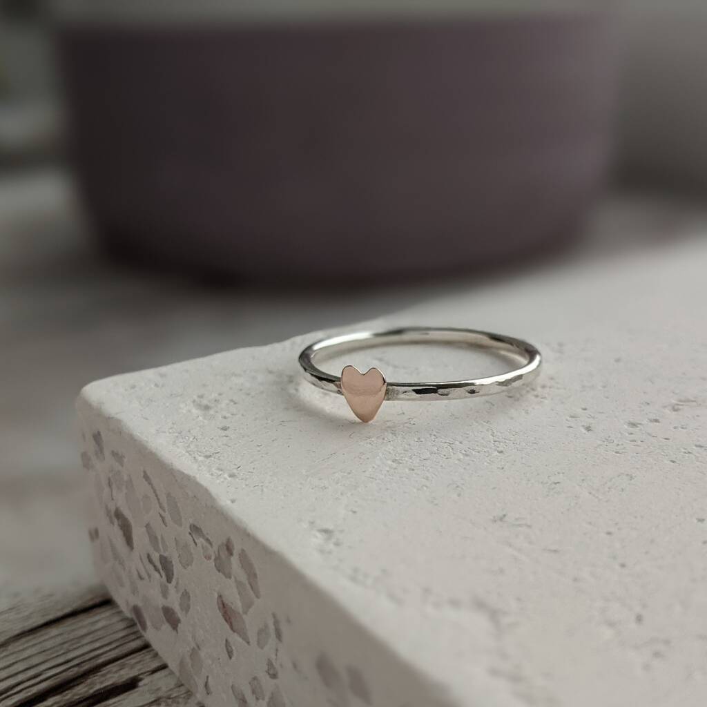 9ct Rose Gold Heart Stacker Ring, 1 of 10